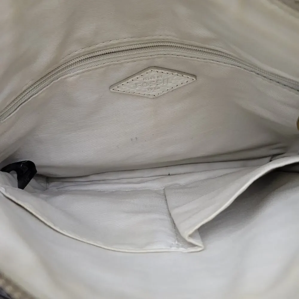 Fossil Fiona Crossbody Women's Purse Small Off White Brown Straps Key Vintage